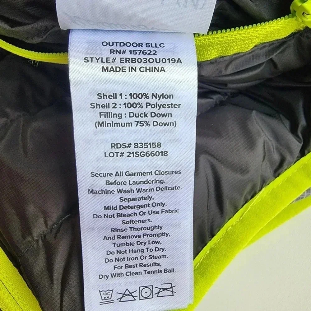 Eddie Bauer Reversible Jacket Boys Black Gray Green Puffer Hooded Down L (14)